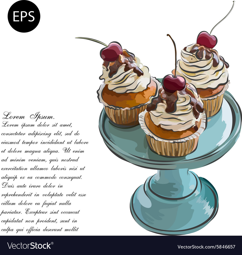 Cute party cupcake on delicate striped