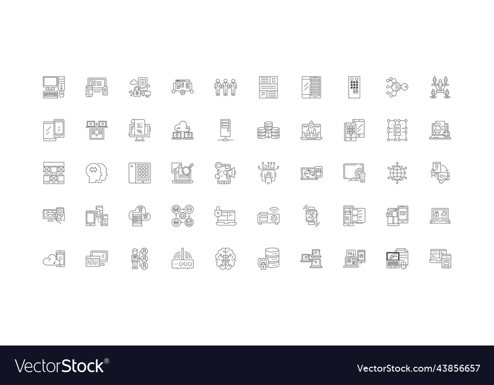 Database ideas linear icons line signs set vector image Database ideas linear icons line signs set
