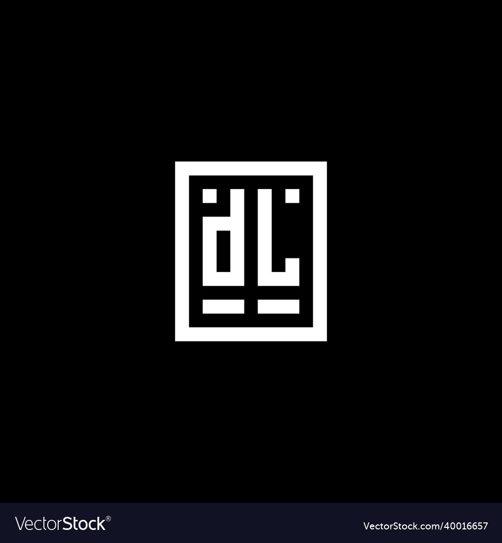 Dl initial logo with square rectangular shape vector image Dl initial logo with square rectangular shape