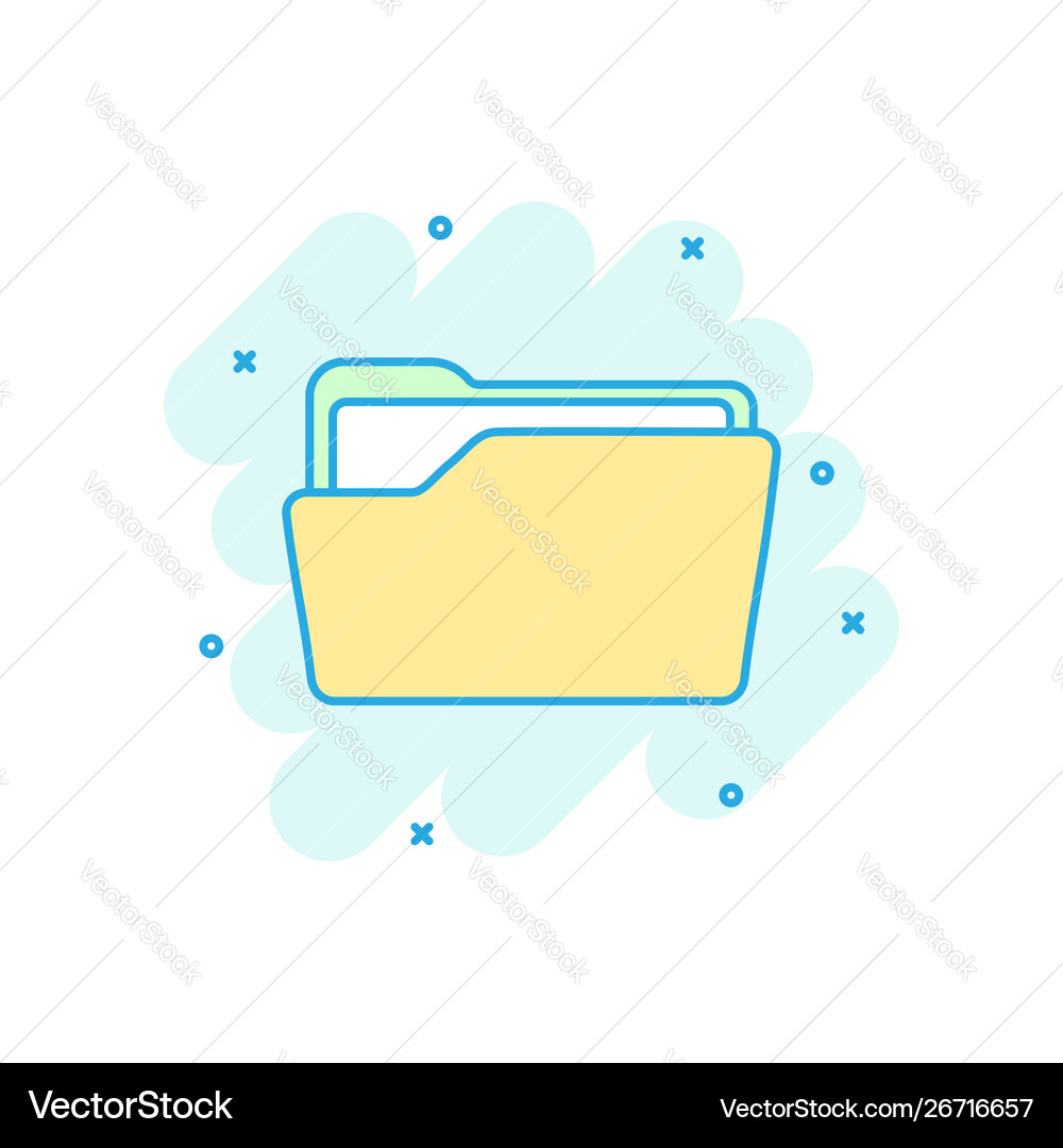 File folder icon in comic style documents archive Vector Image
