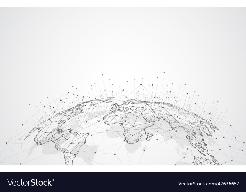 Global network connection world map point vector image Global network connection world map point