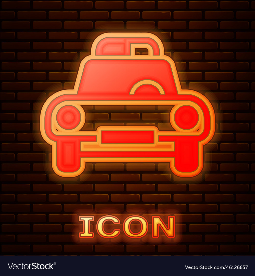 Glowing neon police car and flasher icon