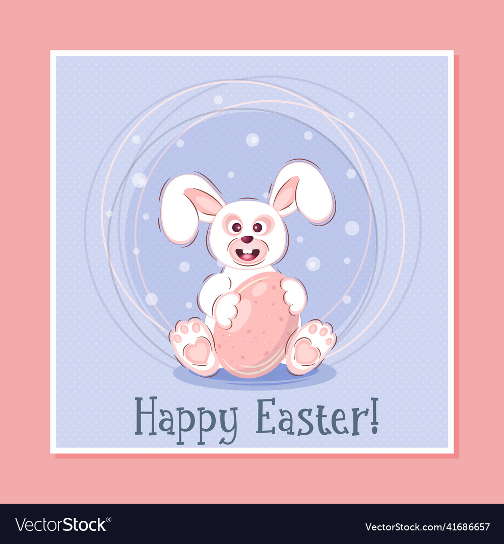 Happy easter of cute cartoon Royalty Free Vector Image