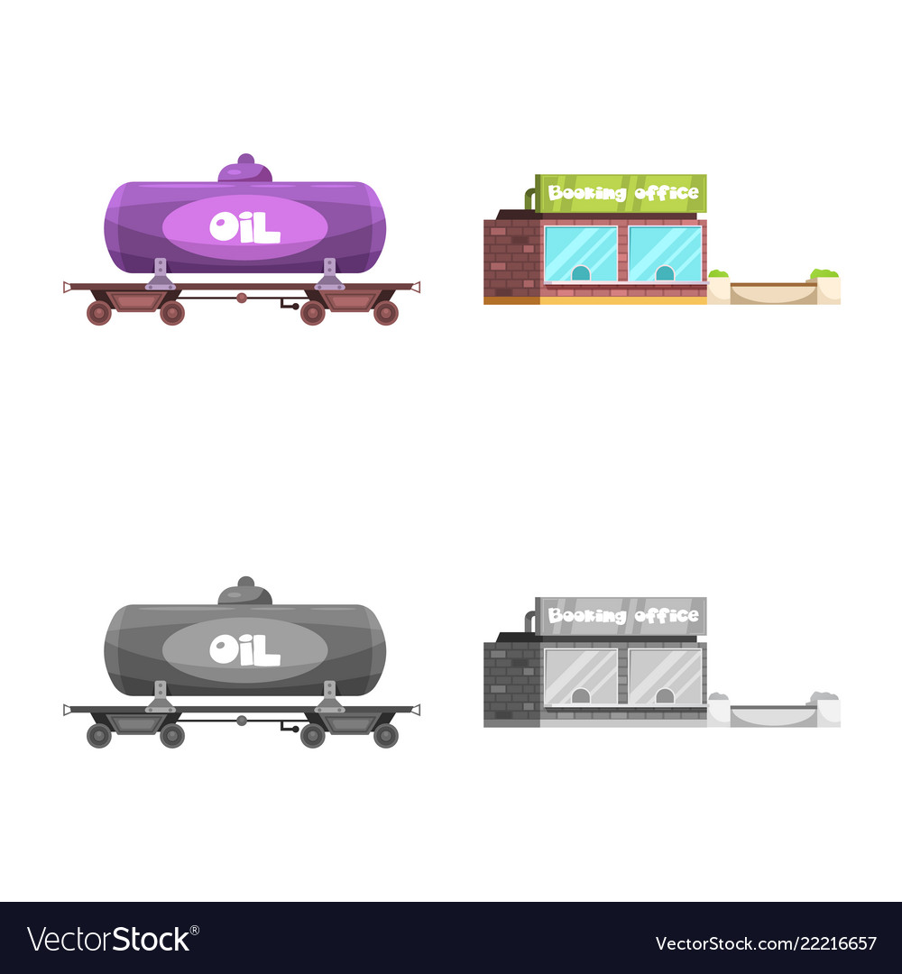 Isolated object of train and station symbol set
