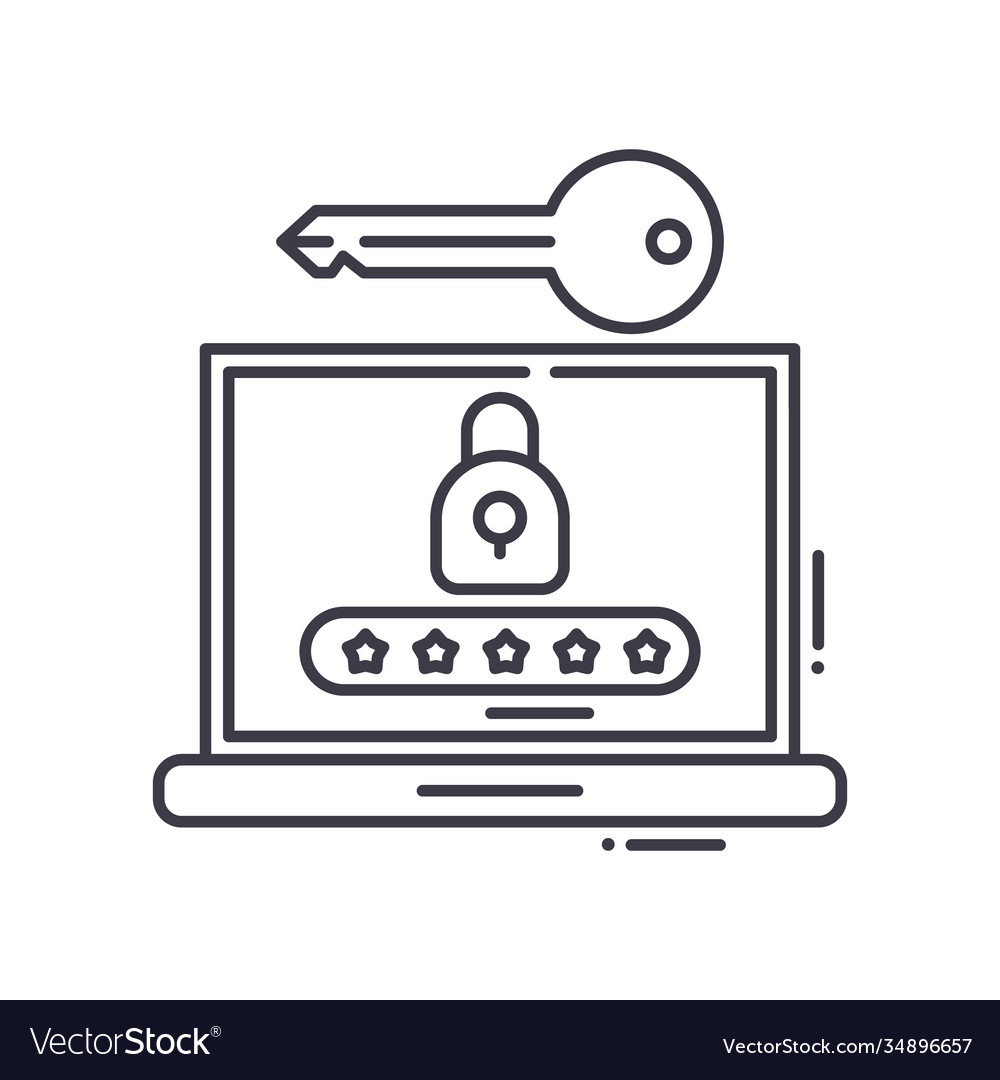 Keys code icon linear isolated thin vector image Keys code icon linear isolated thin
