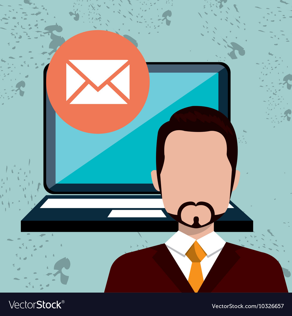 Man laptop message web