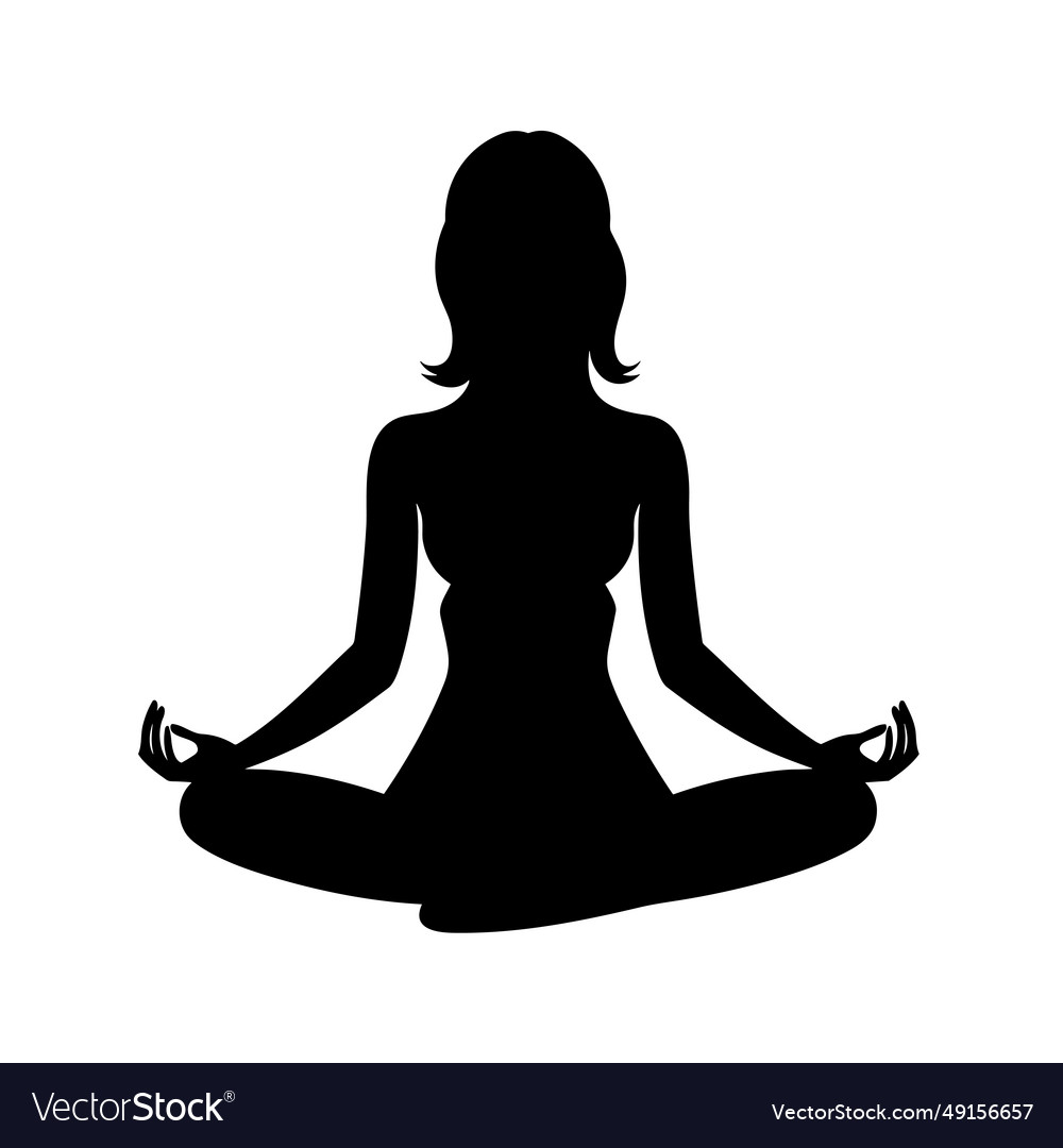 Meditating woman black icon on white background Vector Image