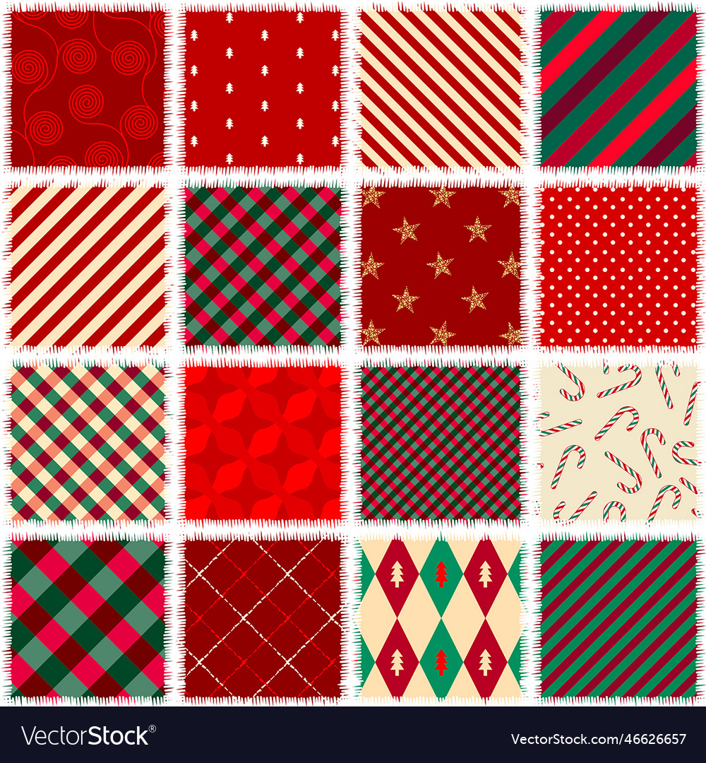Patchwork textile pattern seamless quilting vector image Patchwork textile pattern seamless quilting
