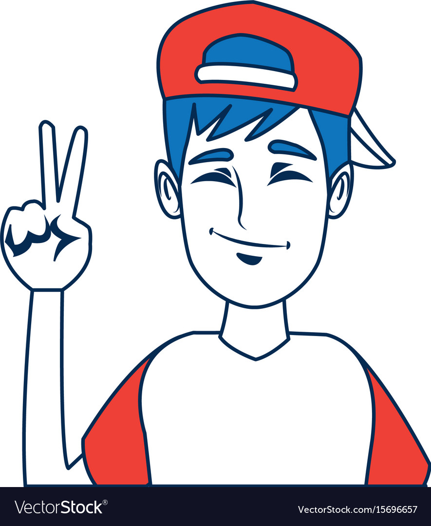 portrait funny guy cartoon young people profile vector