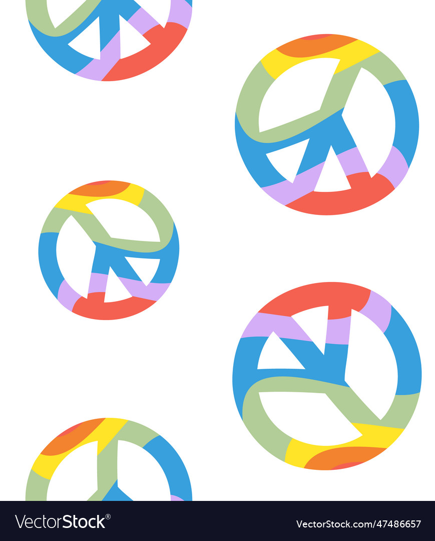 Seamless pattern of groovy lgbt peace sign