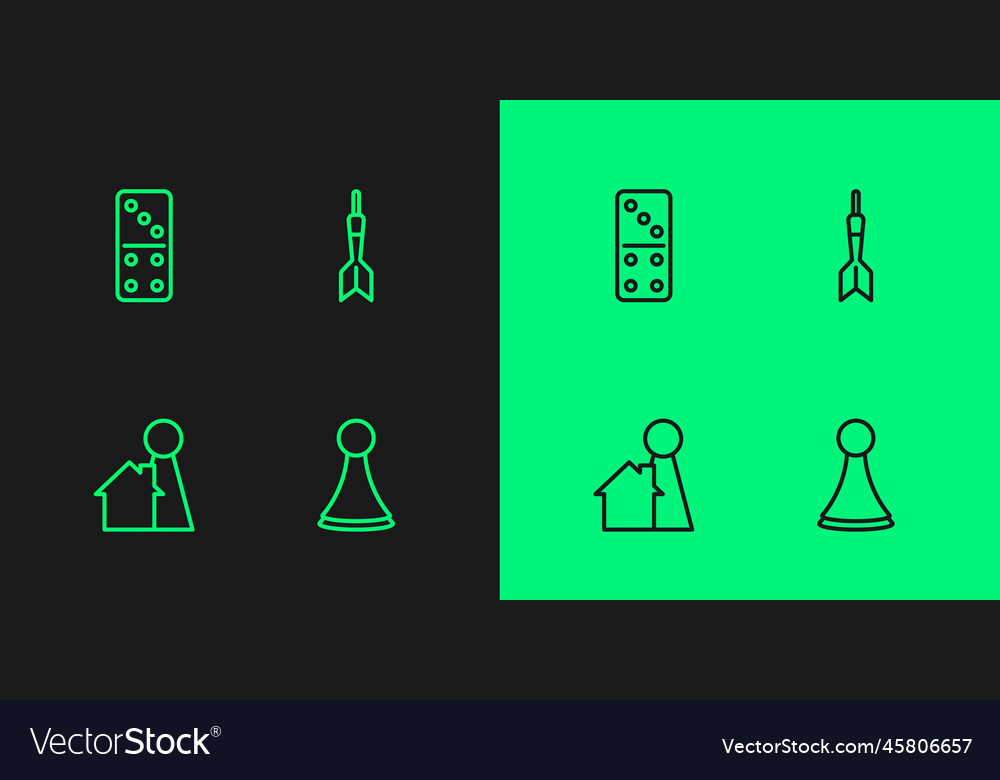 Set line chip for board game domino and dart vector image Set line chip for board game domino and dart