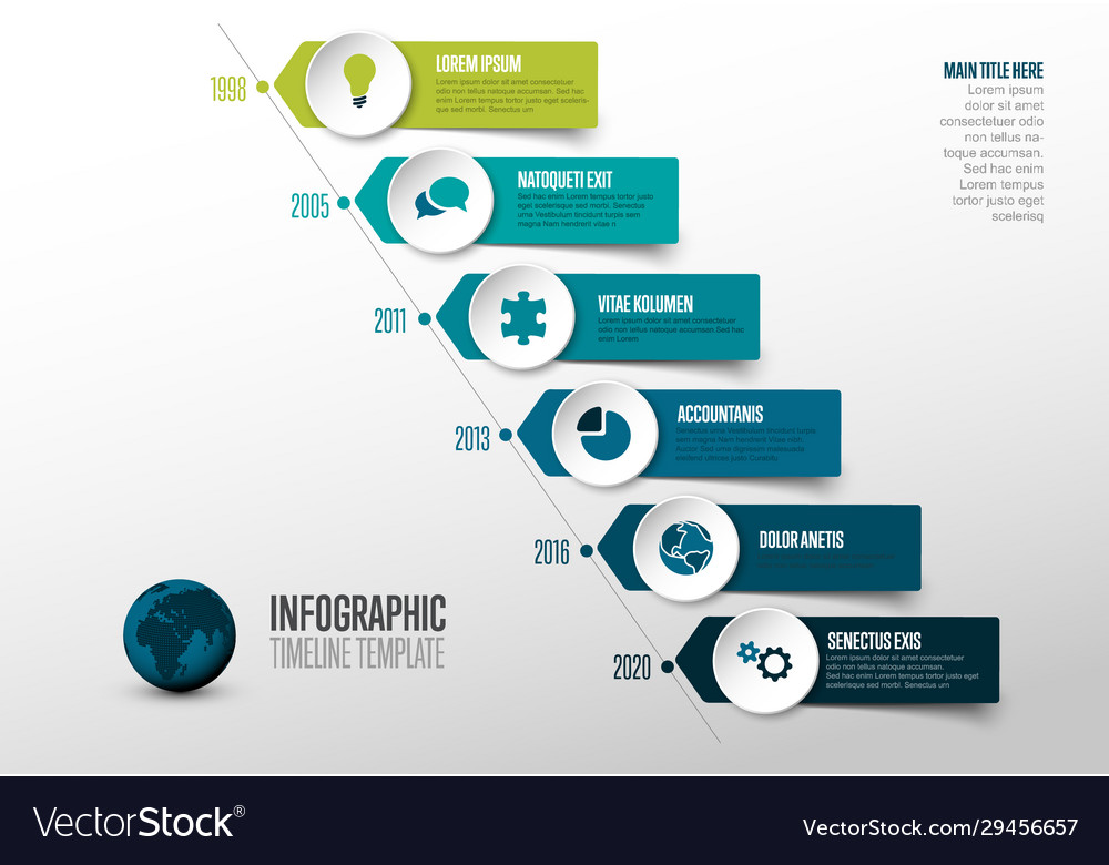 Simple diagonal timeline template with icons Vector Image Simple diagonal timeline template with icons