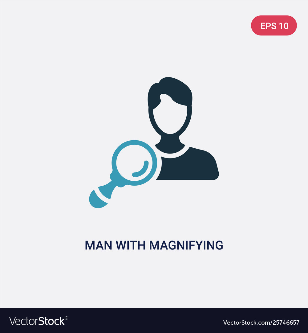 Two color man with magnifying flass icon from