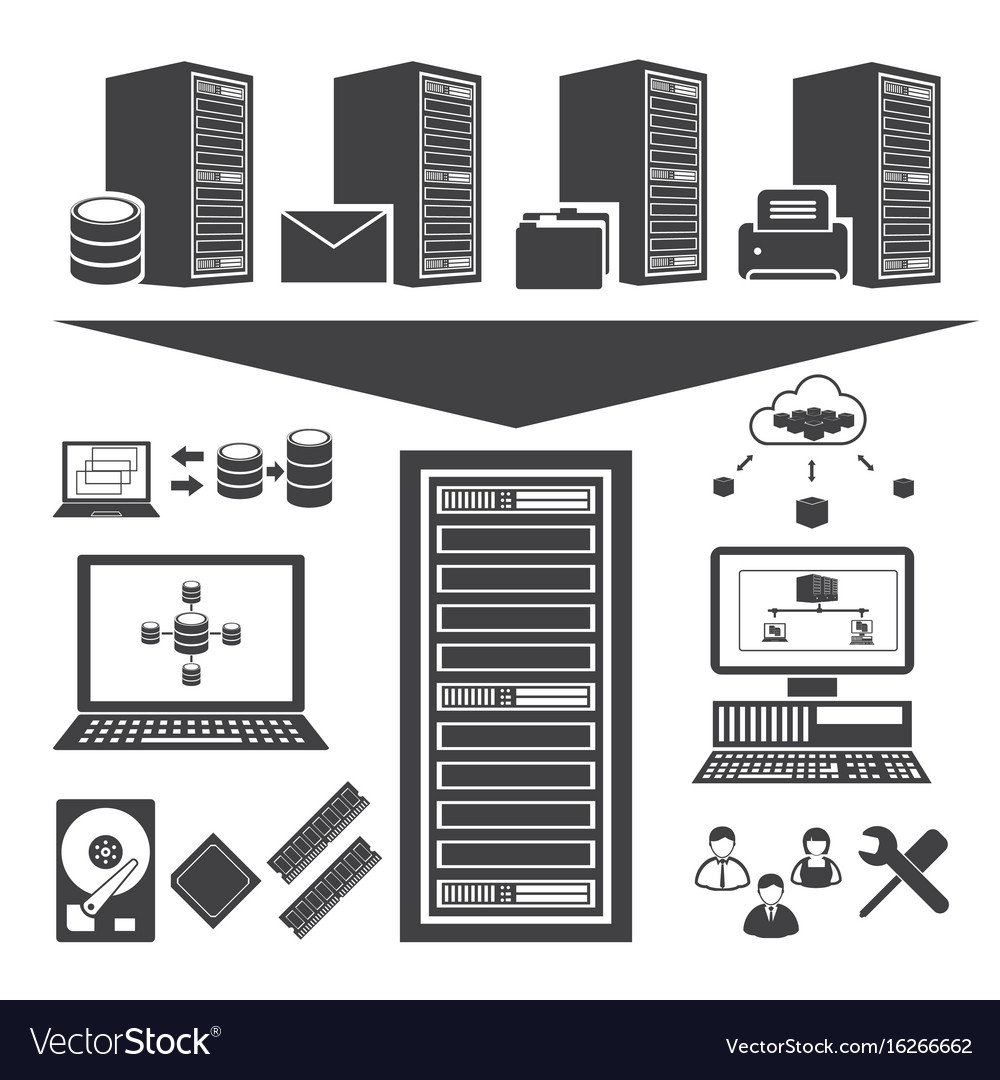 Big Data Icons: Cloud Computing & Analysis