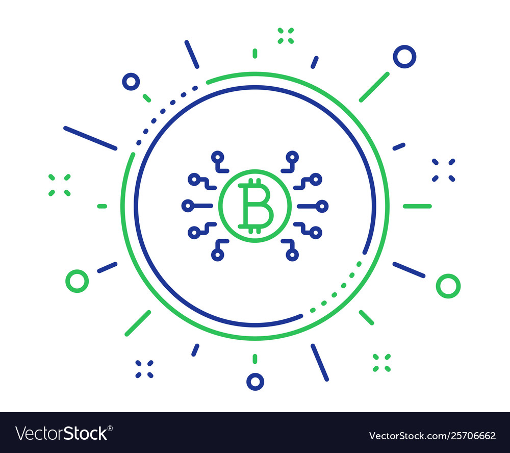 Bitcoin system line icon cryptocurrency scheme