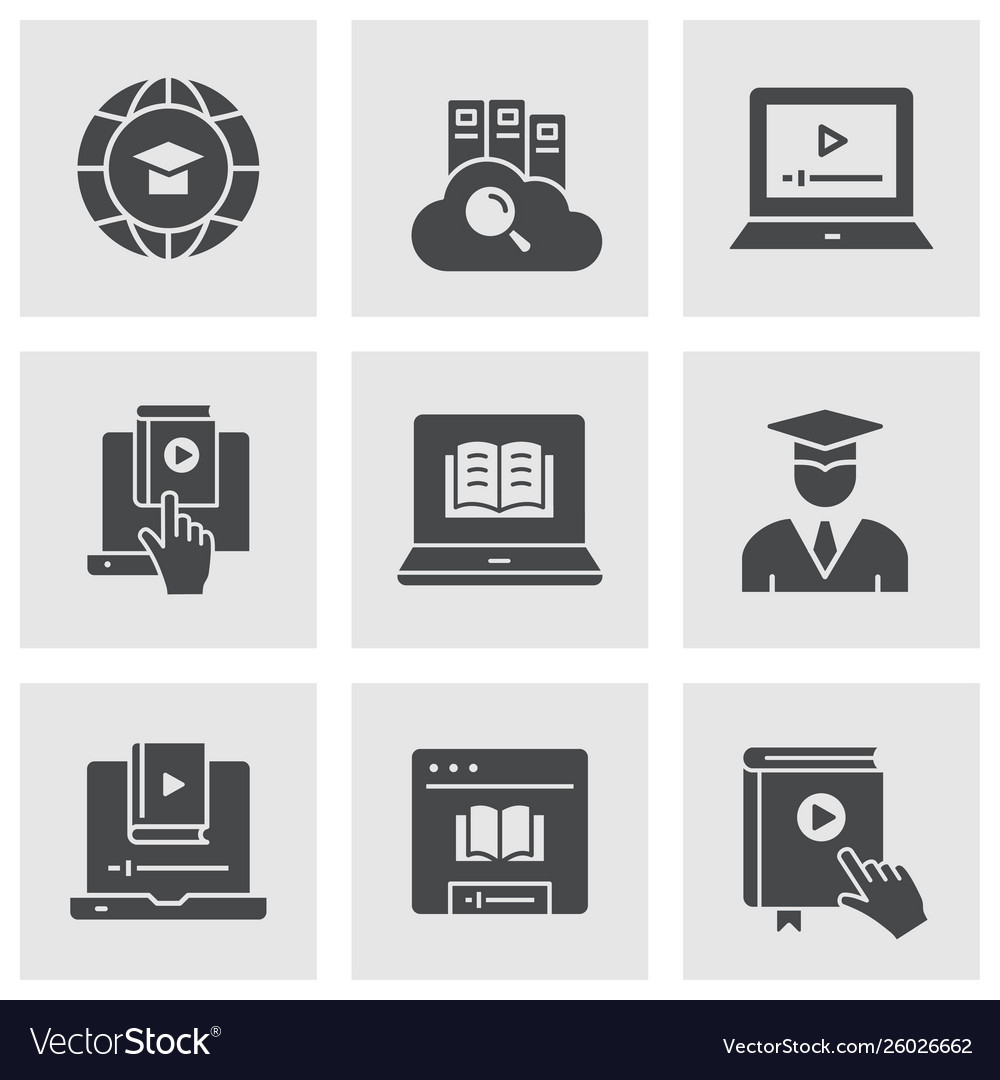 E-learning distance education icons