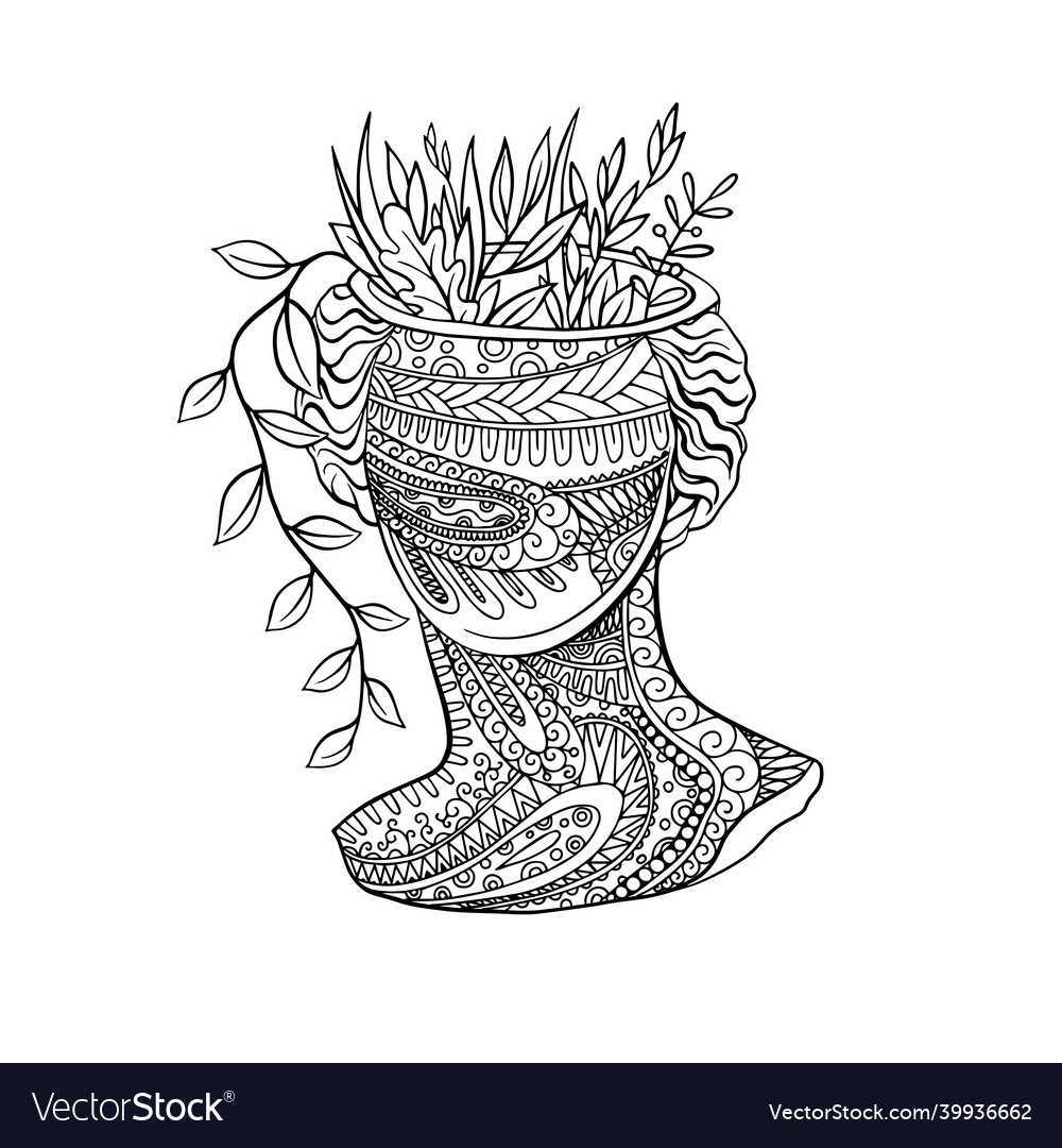 Fashion print woman head floral pattern vector image Fashion print woman head floral pattern