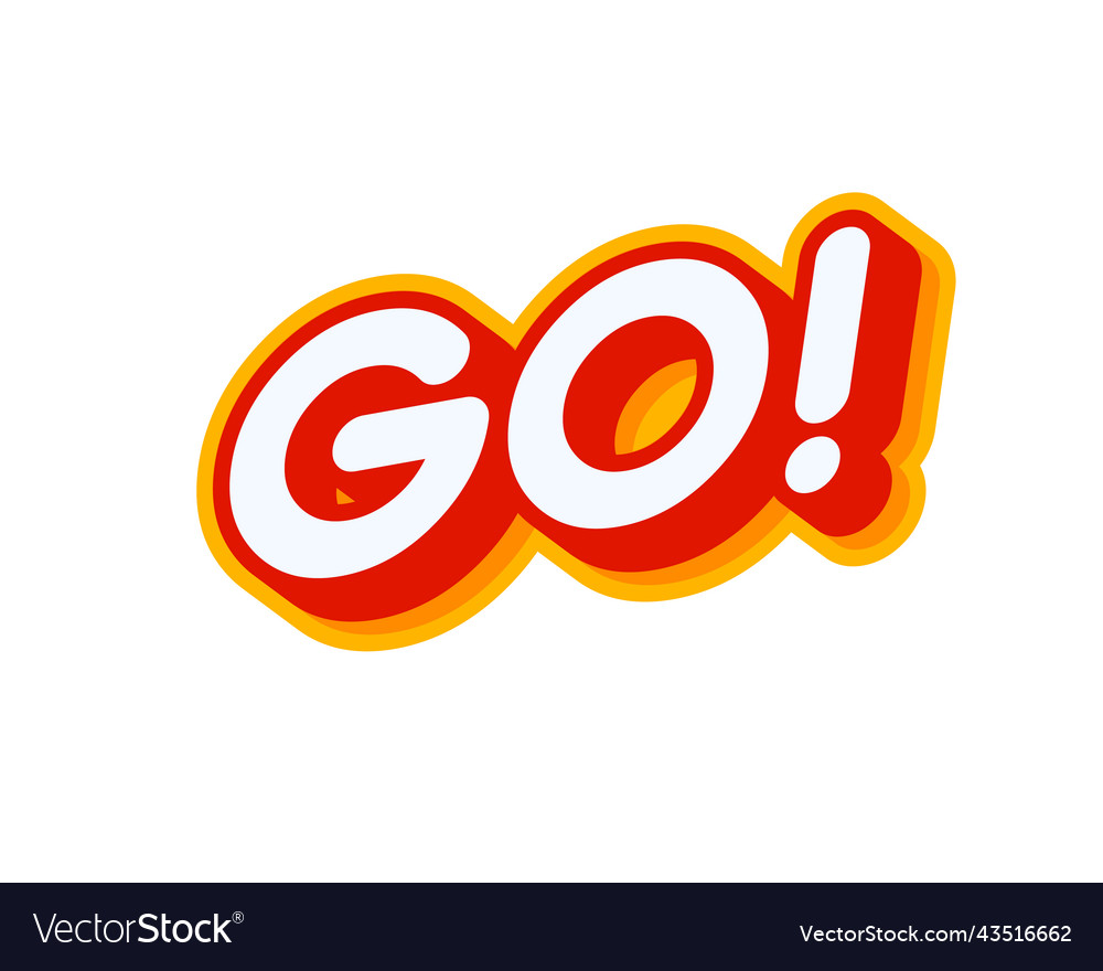 Go isolated on white colourful text effect Vector Image