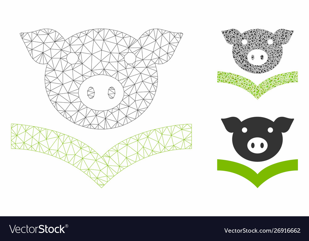 Pig knowledge mesh network model vector image Pig knowledge mesh network model