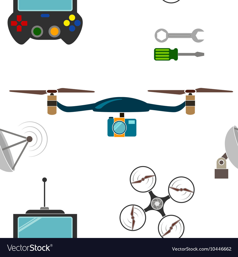 Seamless pattern with drone icons