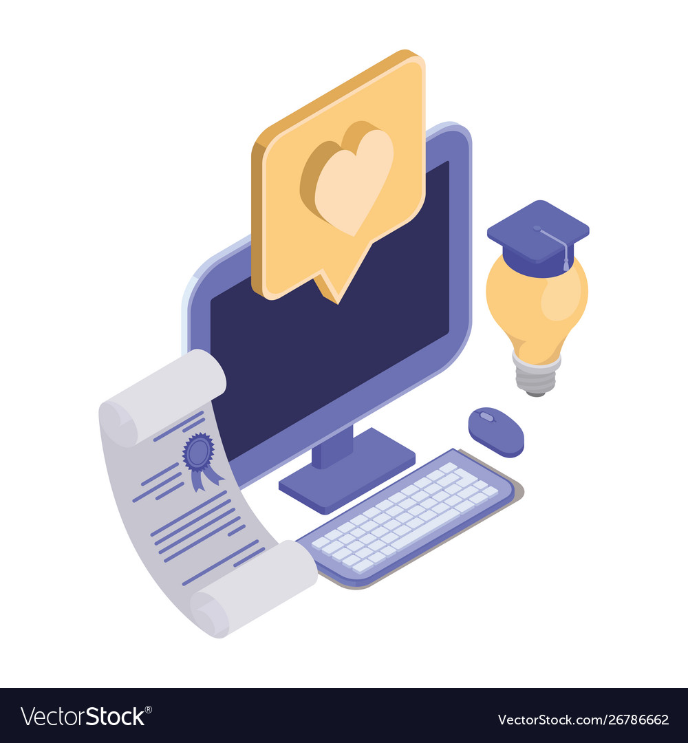 Set icons with desktop computer screen