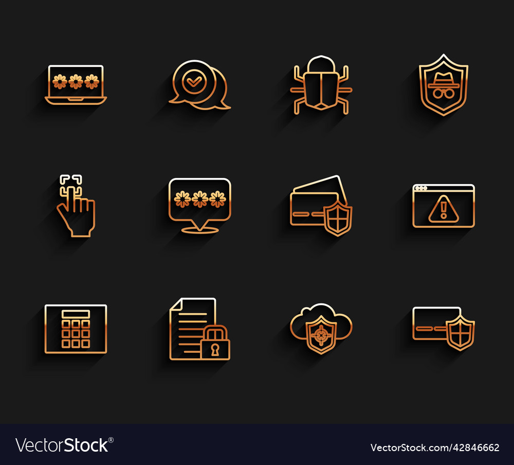 Set line password protection document and lock vector image Set line password protection document and lock