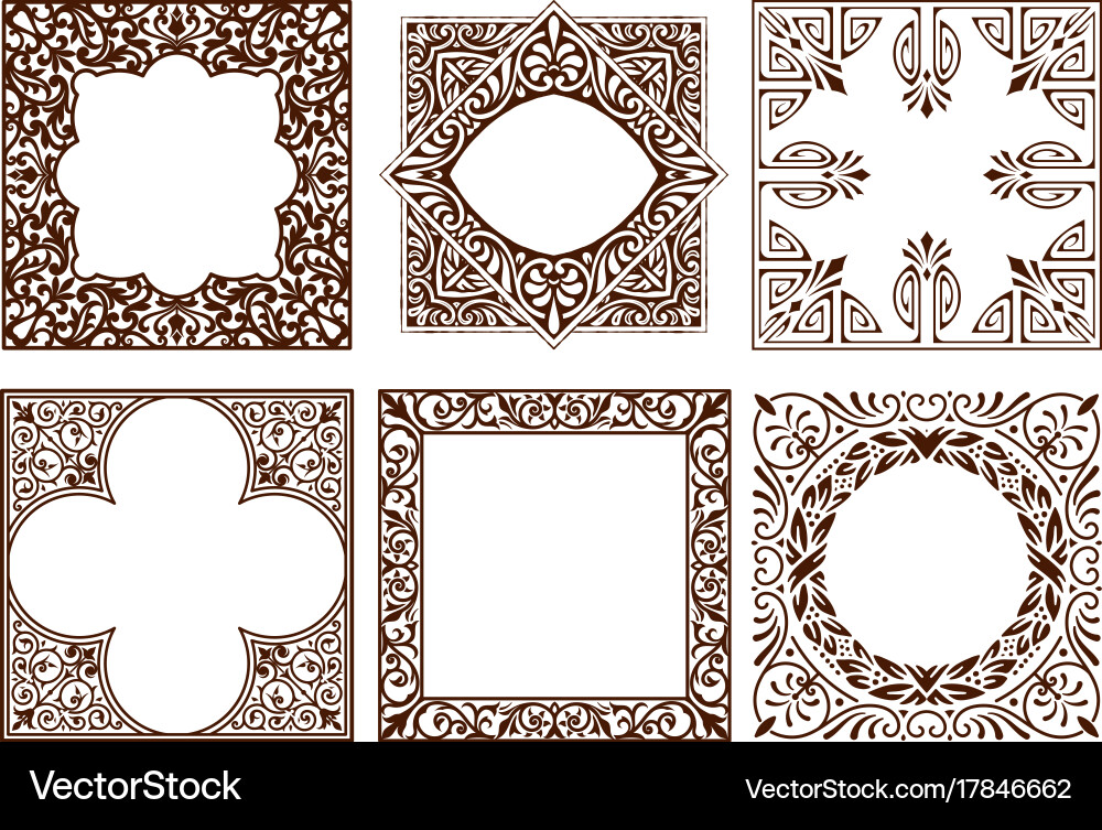 Set vintage frames design elements Royalty Free Vector Image