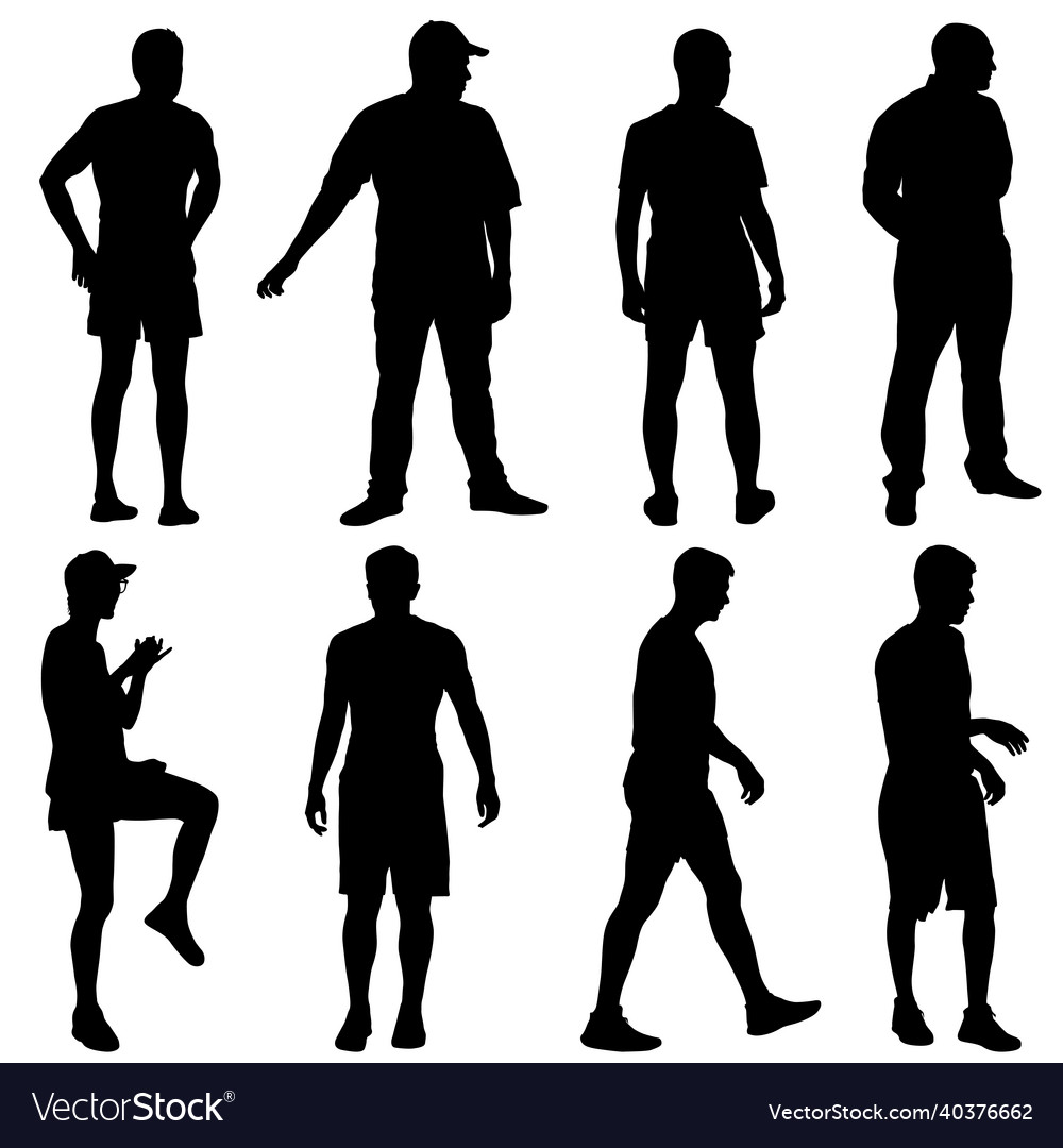 Silhouette group of people standing on white