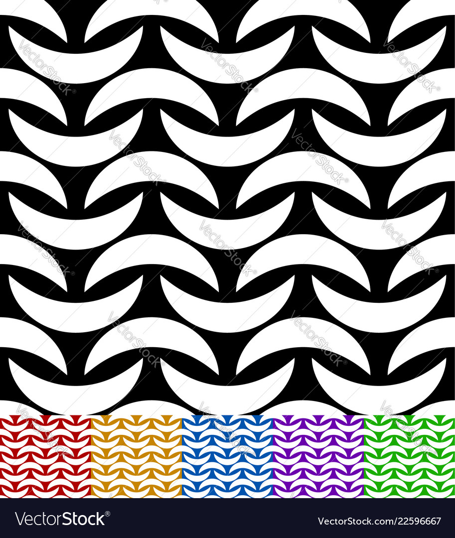 Abstract seamless pattern with curved shapes in 5 Vector Image Abstract seamless pattern with curved shapes in 5