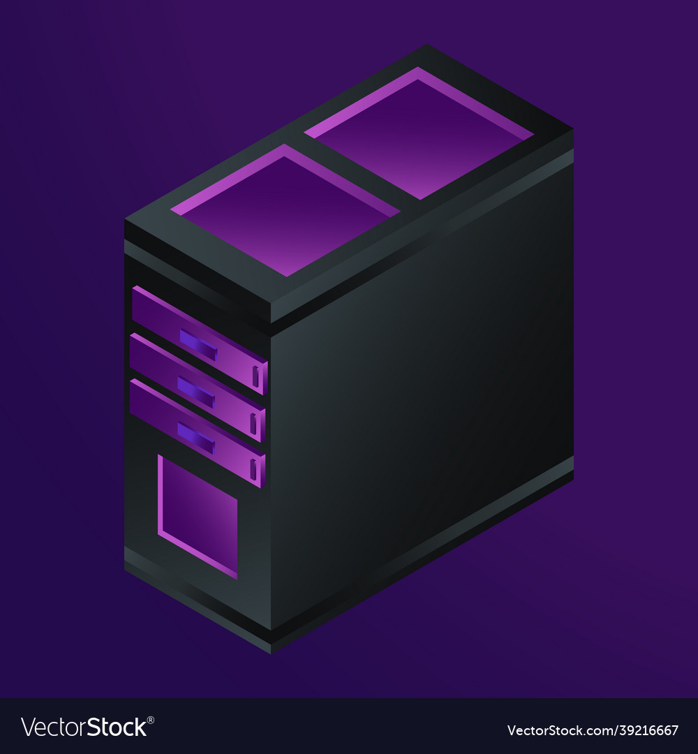 Backlit computer block isometric image