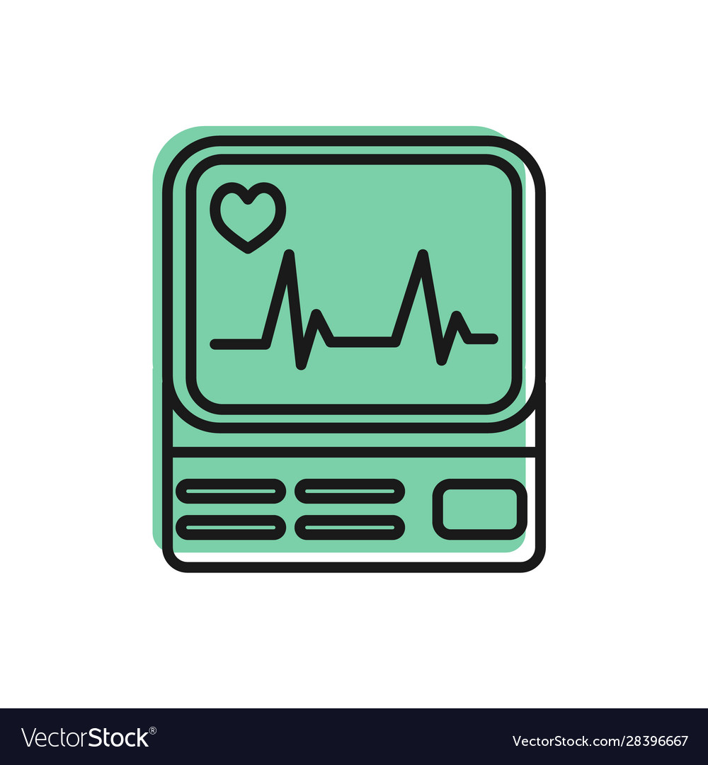 Black line computer monitor with cardiogram icon Vector Image Black line computer monitor with cardiogram icon