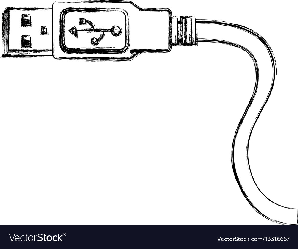 Blurred silhouette usb connector with cord