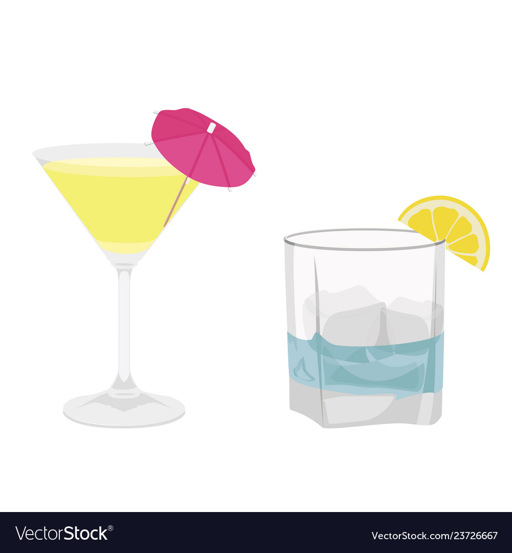 Classic alcohol cocktail drinks isolated on white