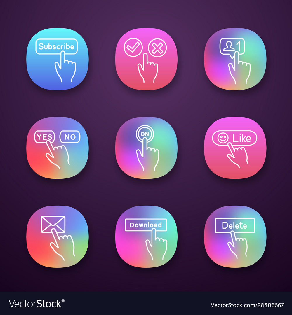 Click buttons icons set Vector Image Click buttons icons set
