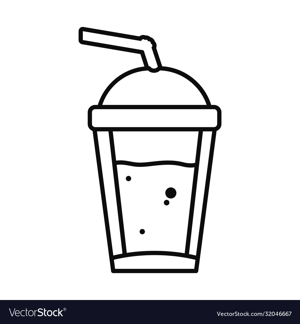 Cold coffee cup icon line style Royalty Free Vector Image