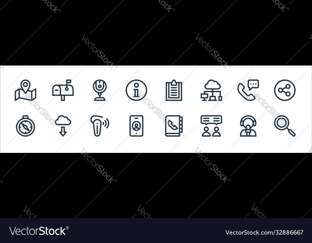 Communication and media line icons linear set vector image Communication and media line icons linear set