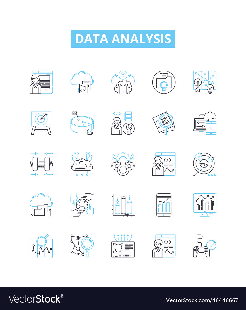 Data analysis line icons set analytics