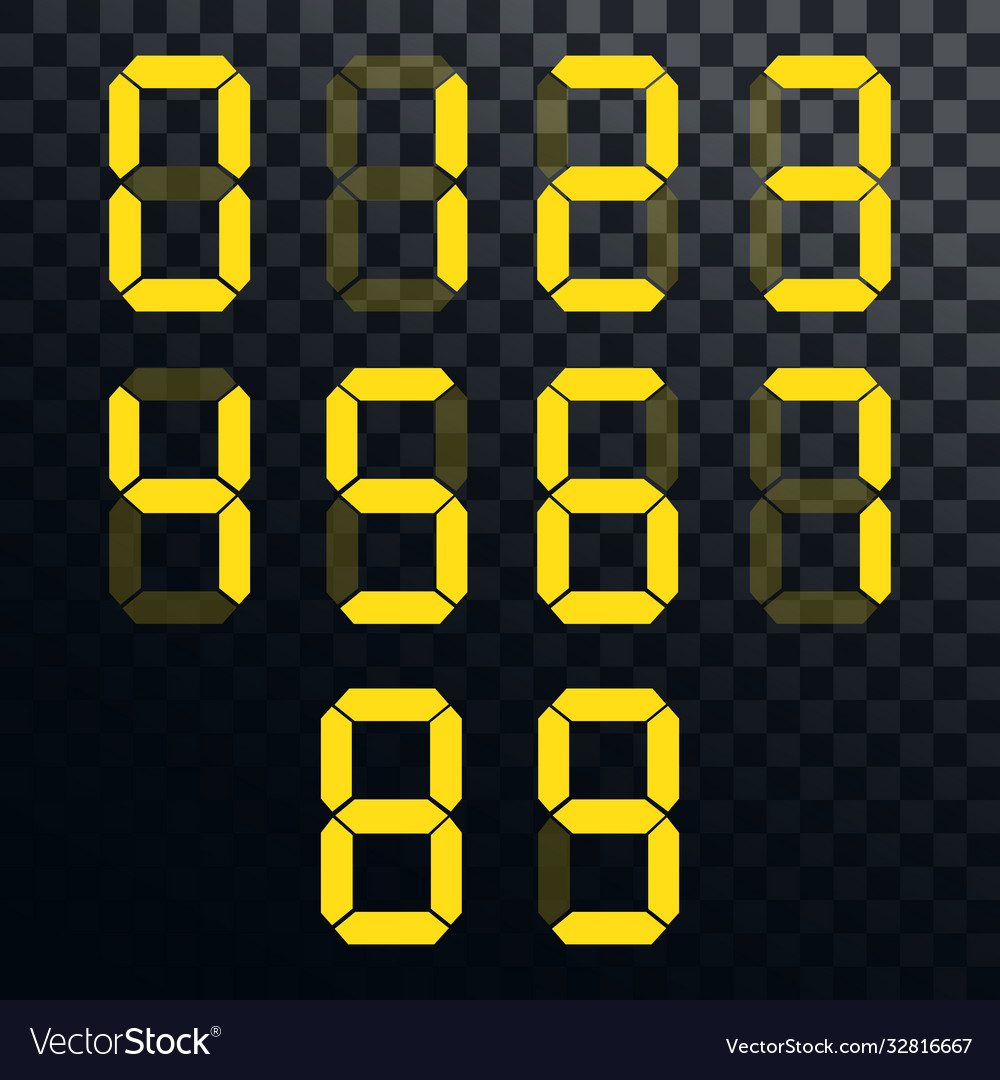 Digital numbers set calculator vector image Digital numbers set calculator