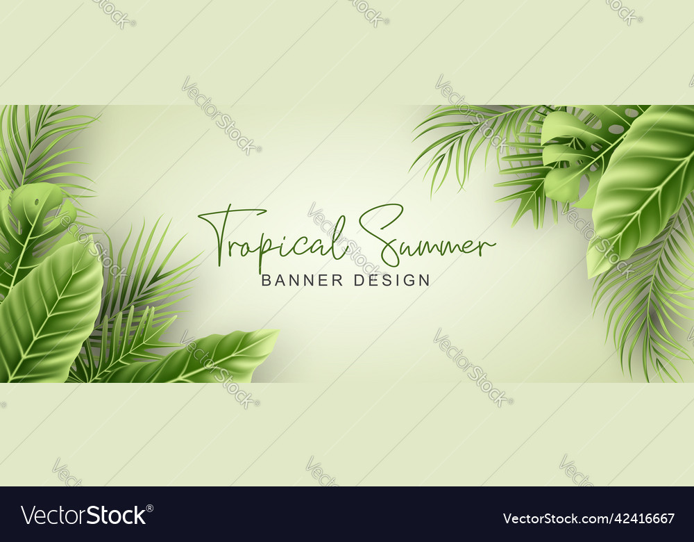 Eleganter Sommerbanner mit realistischen tropischen