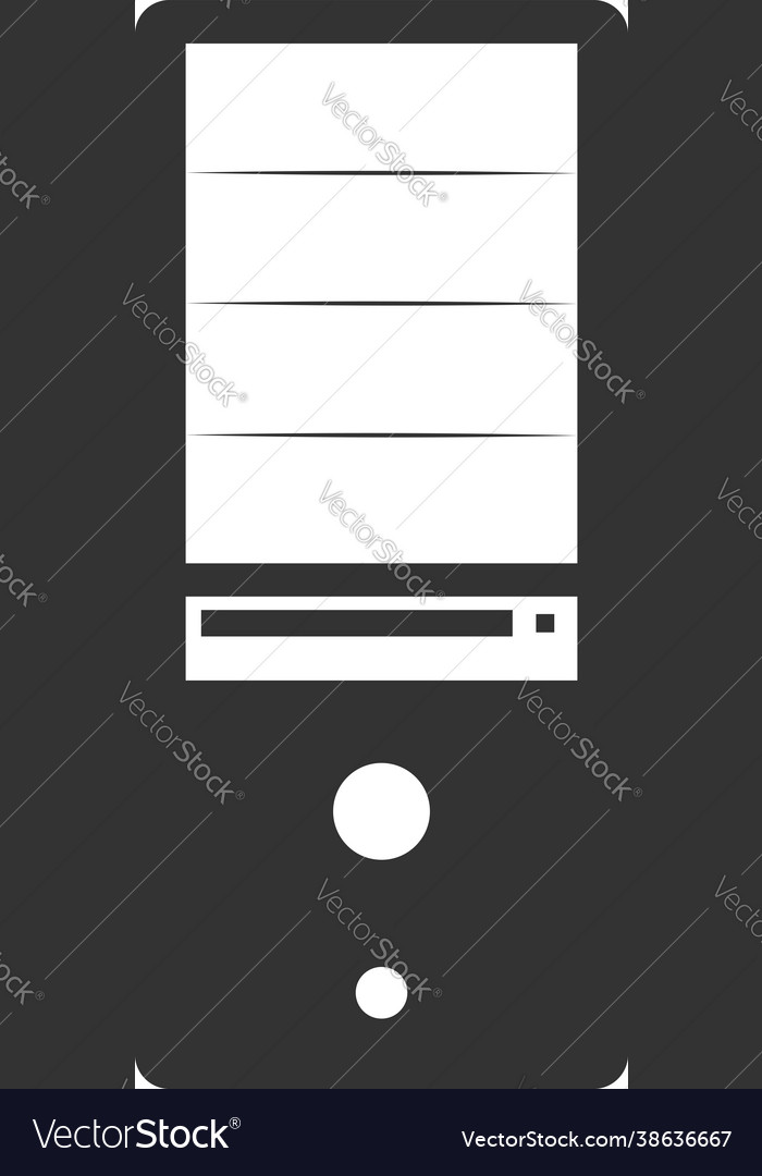 Flat black icon computer system unit vector image Flat black icon computer system unit