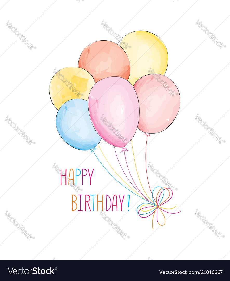 Happy Birthday Greeting Card With Balloons Vector Image