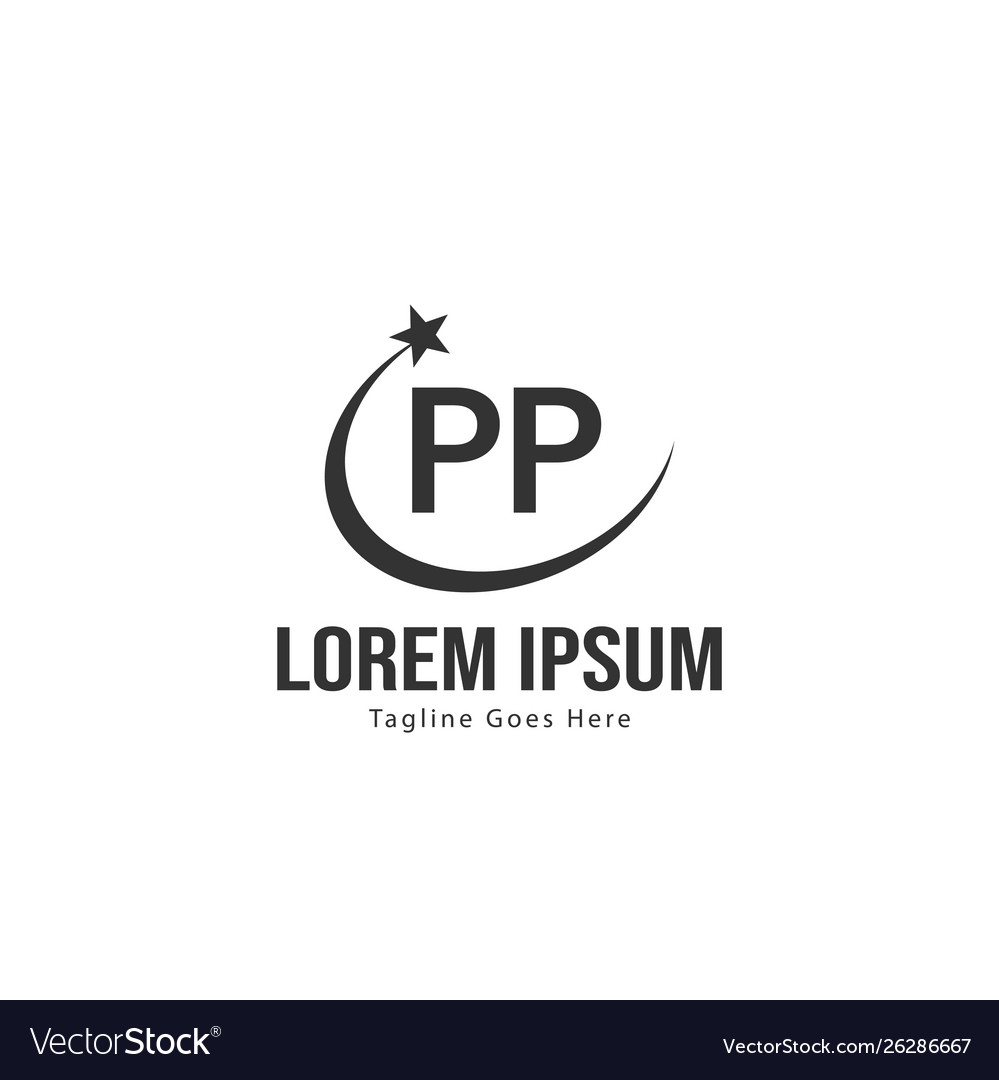 Initial pp logo template with modern frame