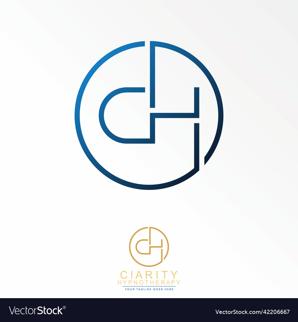 Letter ch sans serif line font in circle design Vector Image