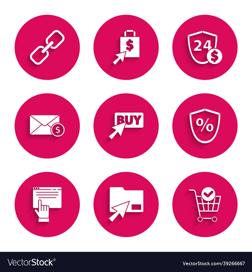 Set buy button cursor click document folder vector image Set buy button cursor click document folder
