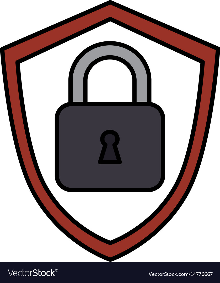Shield with safe secure padlock icon