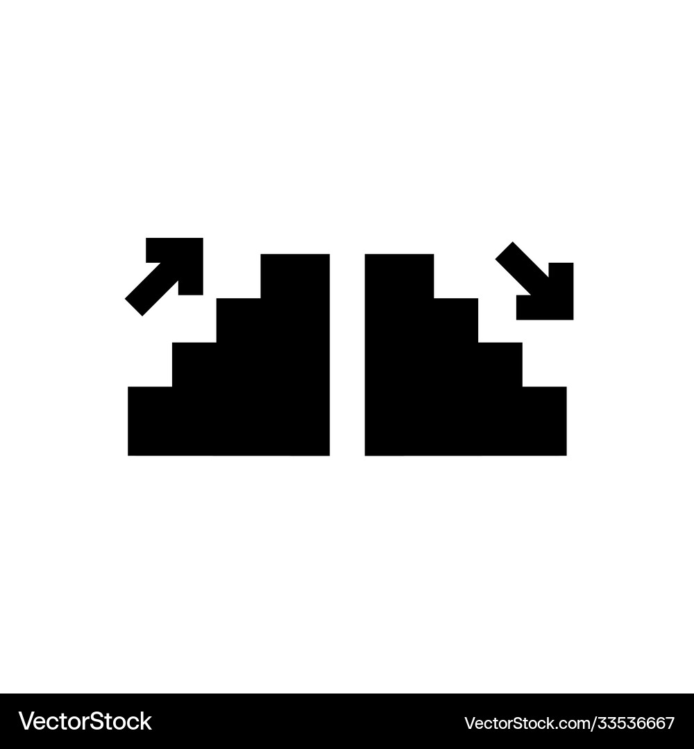 Stairs up and down symbol set icon Royalty Free Vector Image