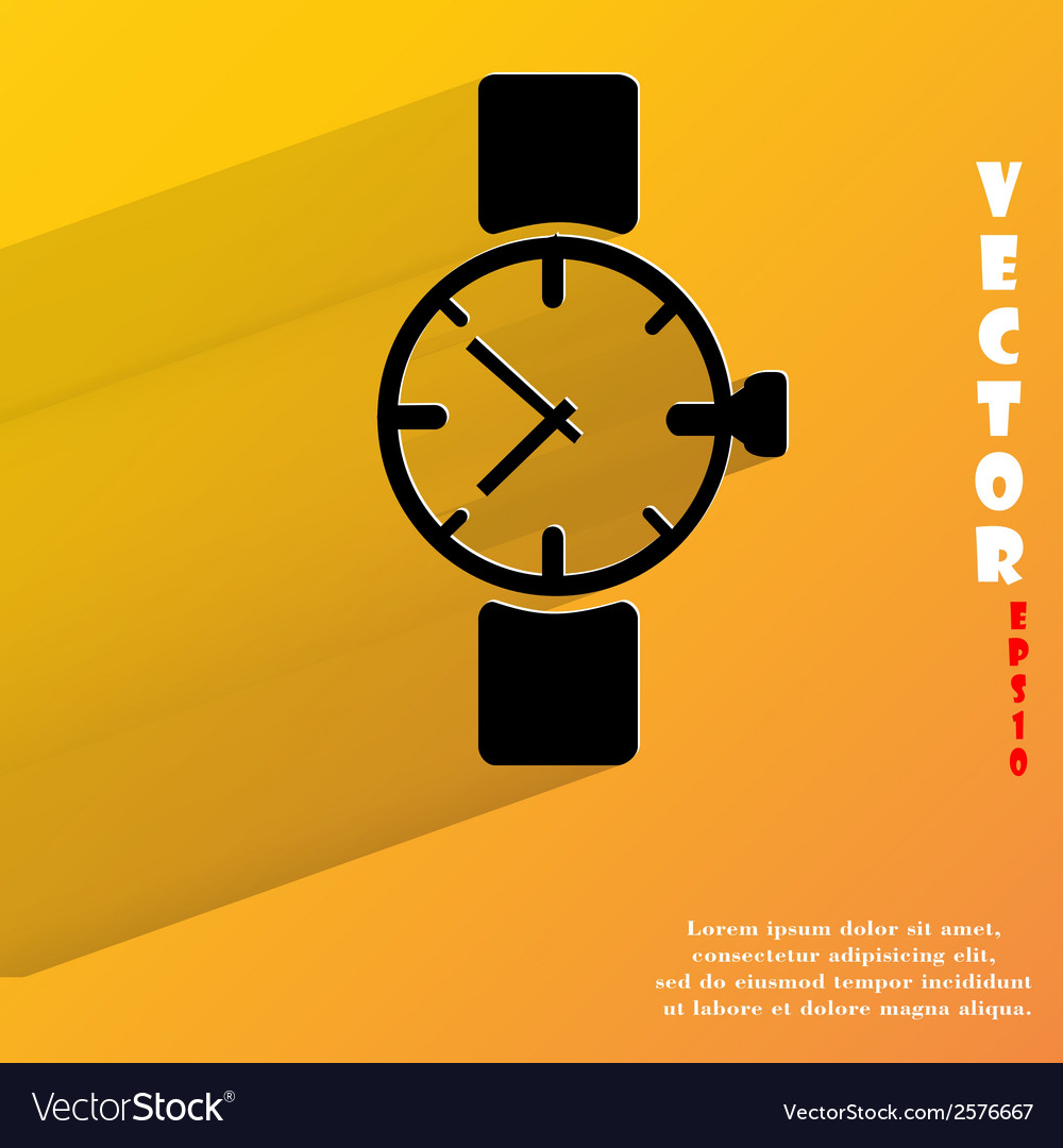 Watchclock flat modern web button with long shadow