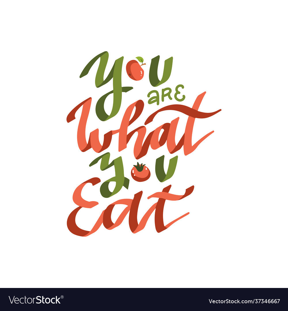 You are what eat - color flat hand drawn