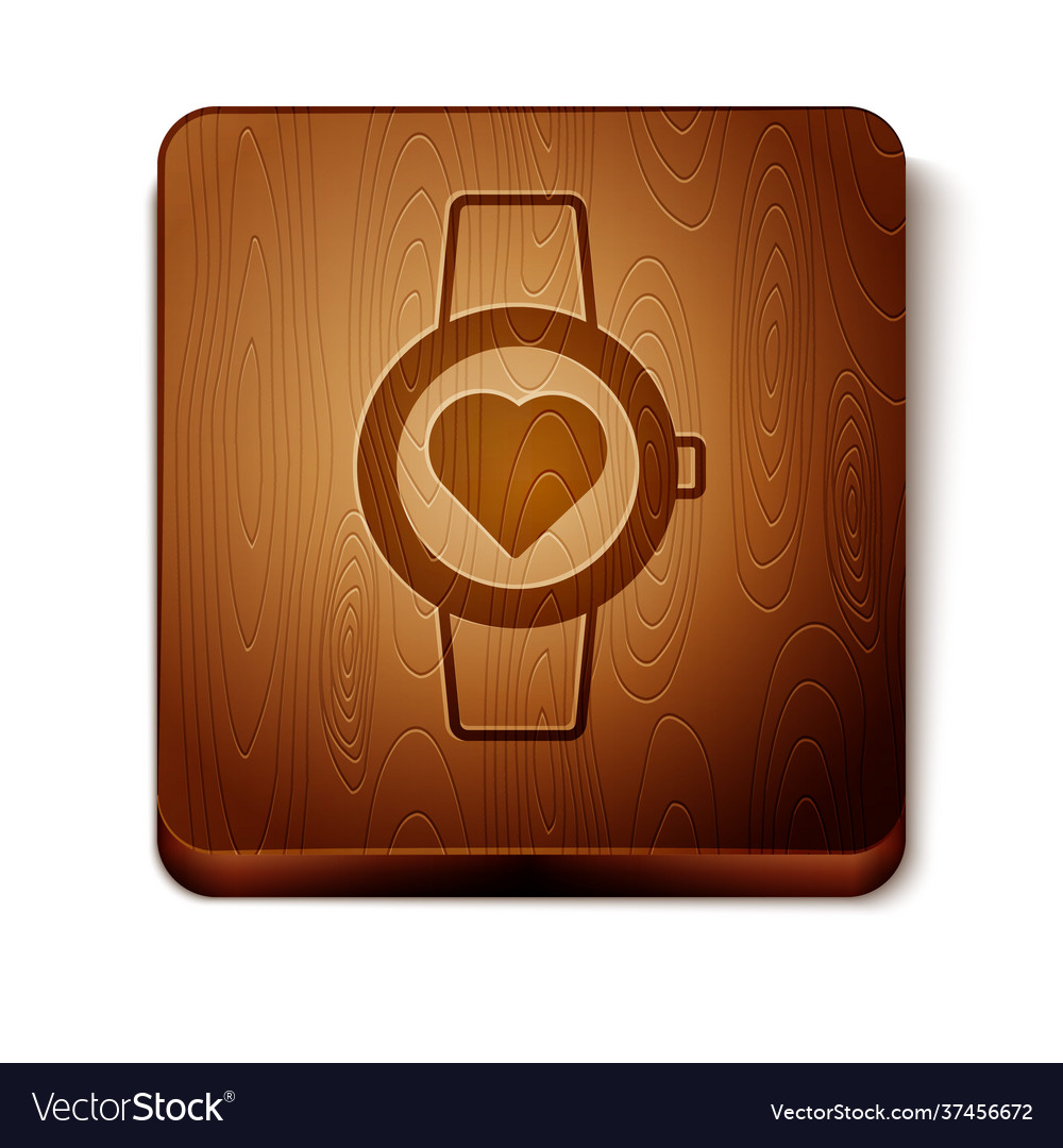 Brown smart watch showing heart beat rate icon