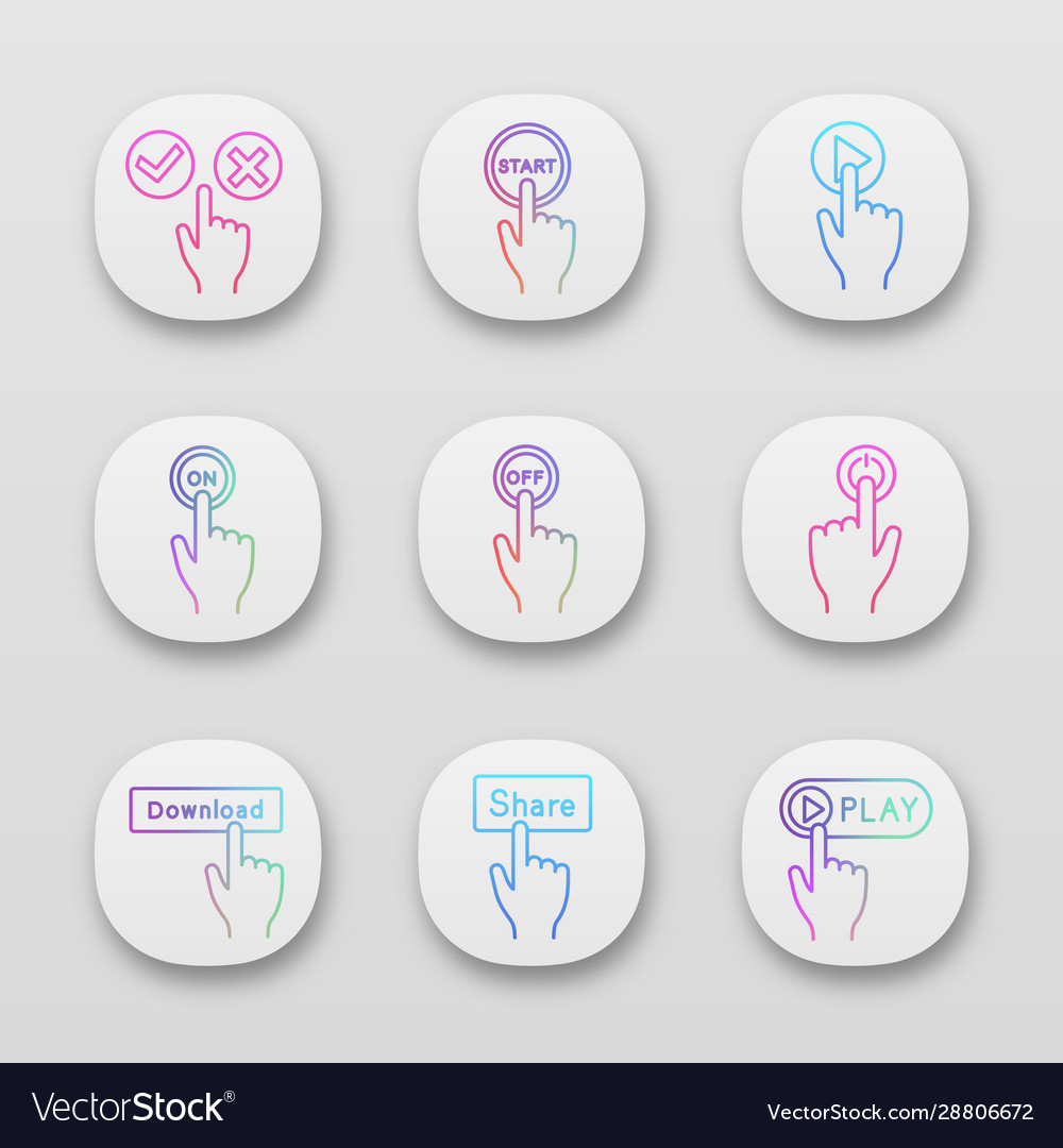 Click app icons set Vector Image Click app icons set
